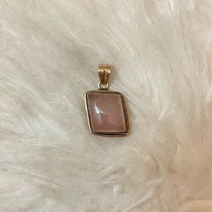 925 Sterling silver rose quartz pendant large